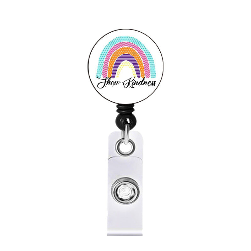 Wholesale Badge Reels Acrylic Rainbow Mental Health Retractable Keychain